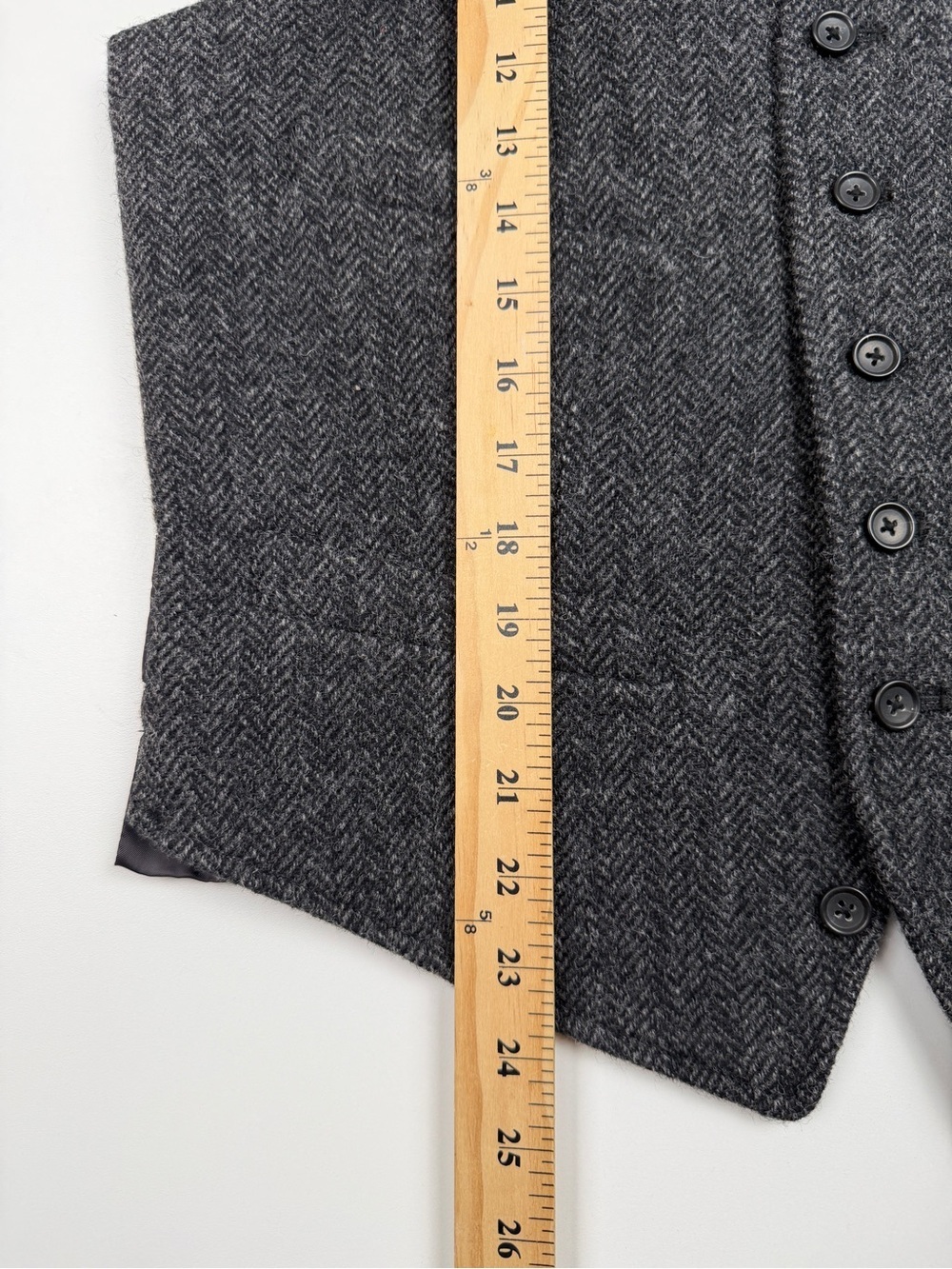 J. Crew Herringbone Wool Tweed Waistcoat Vest Gilet Mens Small Gray - Picture 8 of 10